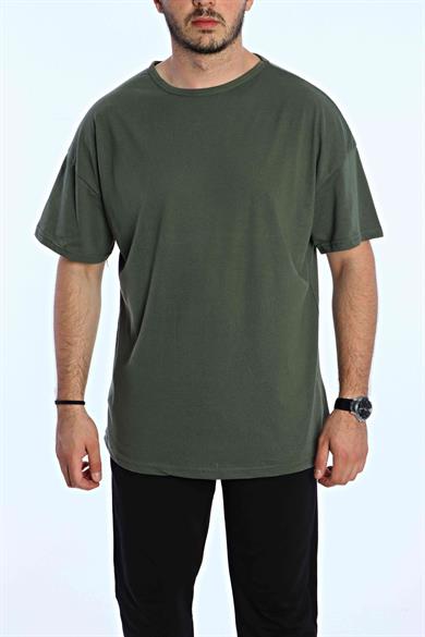 Düz Eko Oversize Tşört Haki