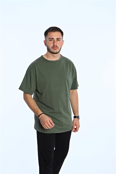 Düz Eko Oversize Tşört Haki