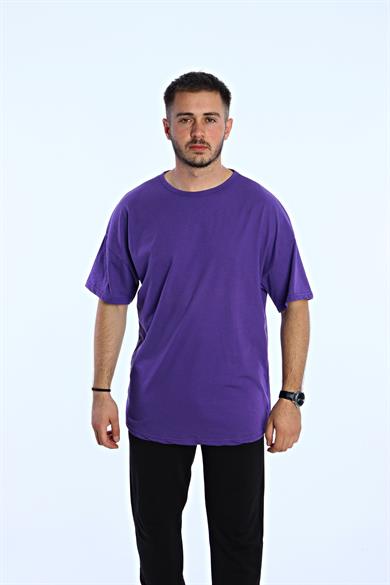 Düz Eko Oversize Tşört Mor
