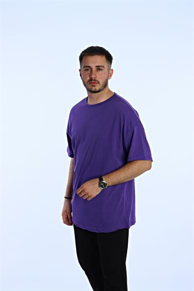 Düz Eko Oversize Tşört Mor