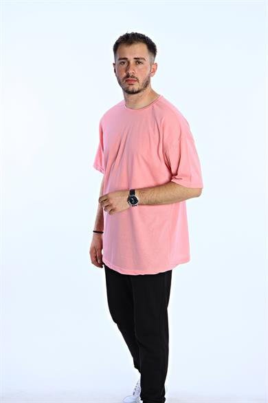Düz Eko Oversize Tşört Pembe
