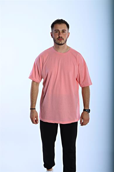 Düz Eko Oversize Tşört Pembe