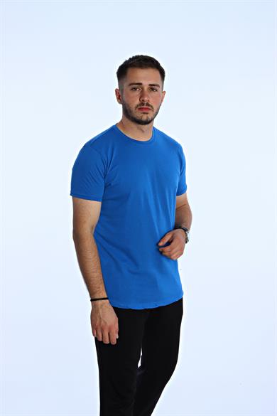 Düz Eko Oversize Tşört Saks Mavi