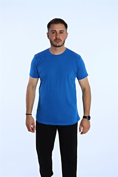 Düz Eko Oversize Tşört Saks Mavi