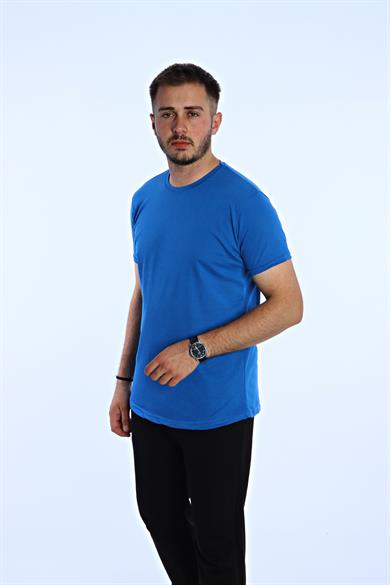 Düz Eko Oversize Tşört Saks Mavi