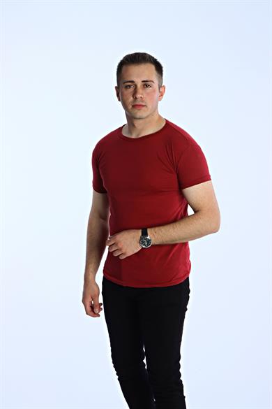 Eg38 Eko Slimfit Basic Tişört Bordo