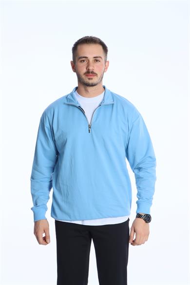 Eg38 Kompak Yarım Fermuar Sweat Bebe Mavi