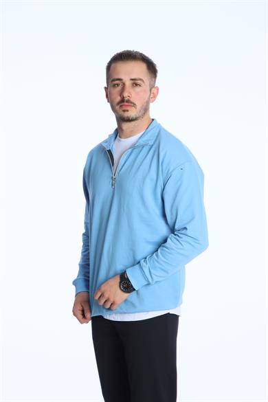 Eg38 Kompak Yarım Fermuar Sweat Bebe Mavi