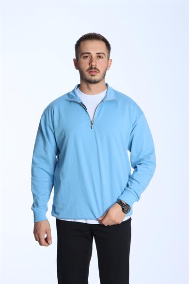 Eg38 Kompak Yarım Fermuar Sweat Bebe Mavi