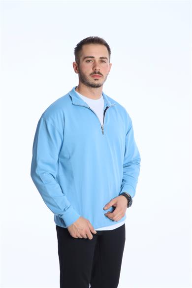 Eg38 Kompak Yarım Fermuar Sweat Bebe Mavi