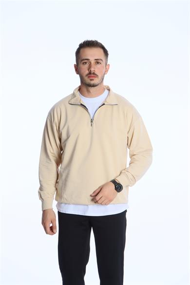 Eg38 Kompak Yarım Fermuar Sweat Bej