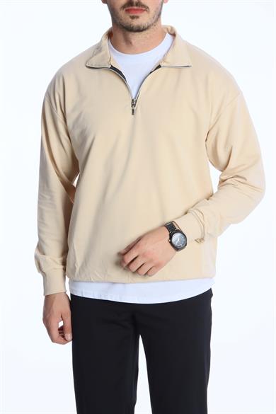 Eg38 Kompak Yarım Fermuar Sweat Bej