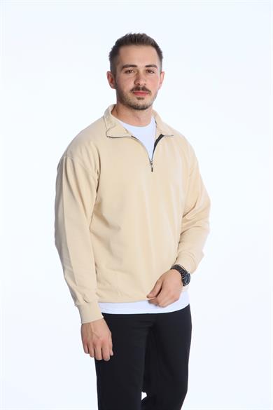Eg38 Kompak Yarım Fermuar Sweat Bej
