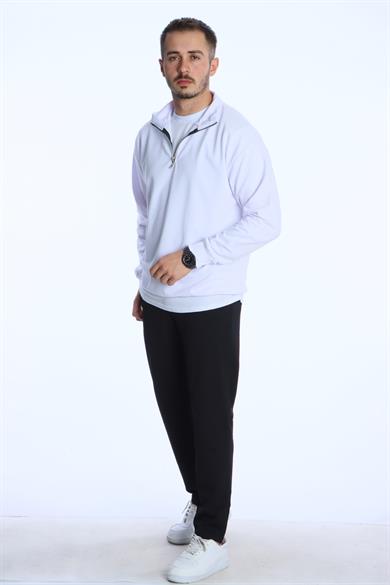 Eg38 Kompak Yarım Fermuar Sweat Beyaz