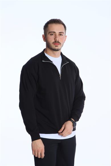 Eg38 Kompak Yarım Fermuar Sweat Siyah