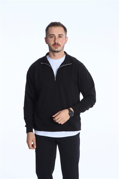Eg38 Kompak Yarım Fermuar Sweat Siyah