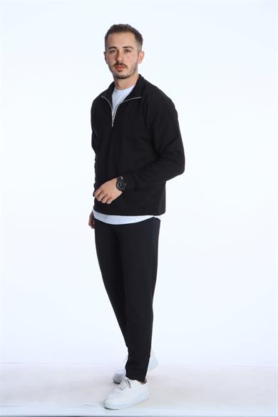 Eg38 Kompak Yarım Fermuar Sweat Siyah