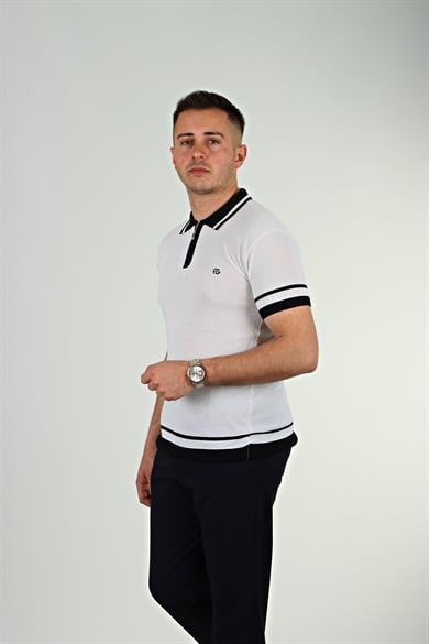 Eg38 Nakışlı Triko Tişört Beyaz