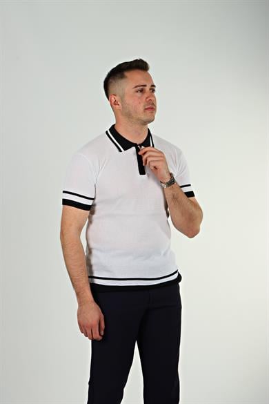 Eg38 Nakışlı Triko Tişört Beyaz
