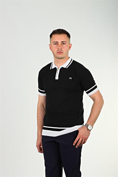 Eg38 Nakışlı Triko Tişört Siyah