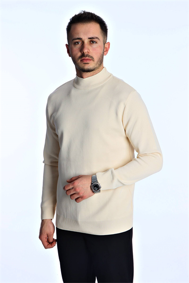 Eg38 Pike Yarım Boğazlı Triko Krem