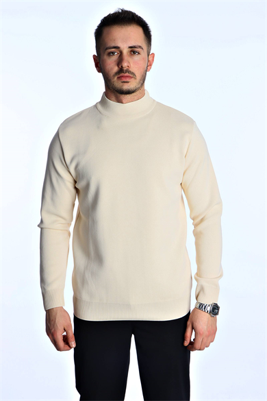 Eg38 Pike Yarım Boğazlı Triko Krem