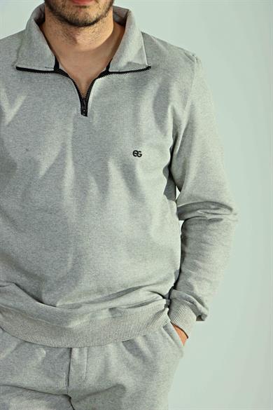 Eg38 Pike Yarım Fermuar Sweat Açık Gri