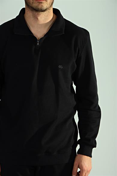 Eg38 Pike Yarım Fermuar Sweat Siyah