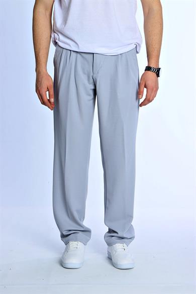Eg38 Pileli Baggy Kumaş Pantolon Açık Gri