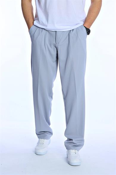 Eg38 Pileli Baggy Kumaş Pantolon Açık Gri
