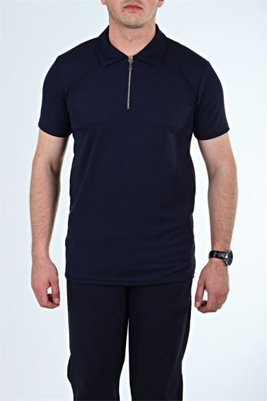 Eg38 Yarım Fermuar Polo Yaka Tşört Lacivert