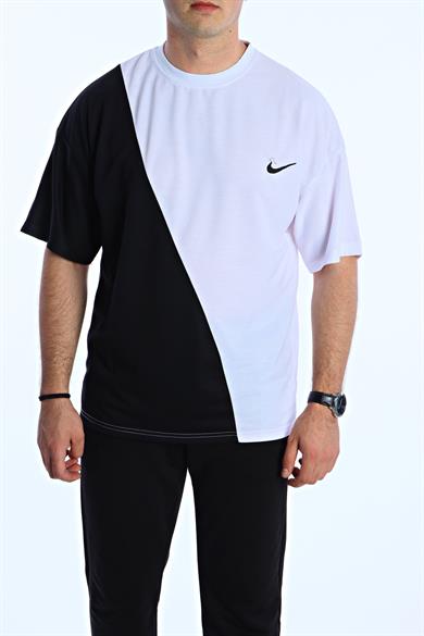 Gng Çapraz Parçalı Oversize Tişört Beyaz