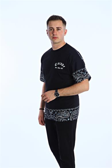 Gng Escape Baskılı Oversize Tişört Siyah