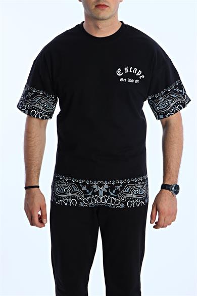 Gng Escape Baskılı Oversize Tişört Siyah