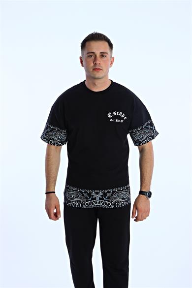 Gng Escape Baskılı Oversize Tişört Siyah