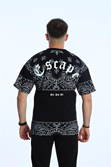 Gng Escape Baskılı Oversize Tişört Siyah
