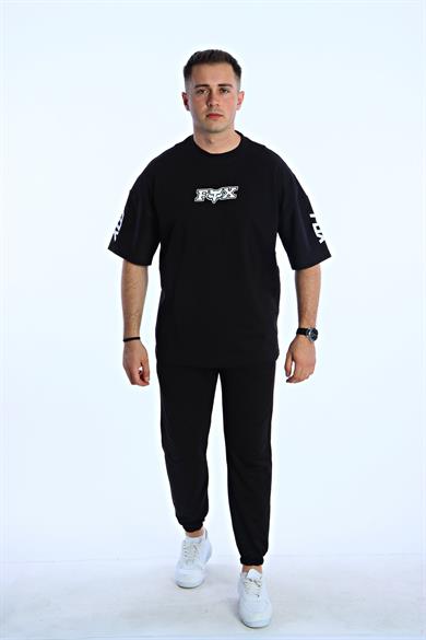 Gng Fx Baskılı Oversize Tişört Siyah