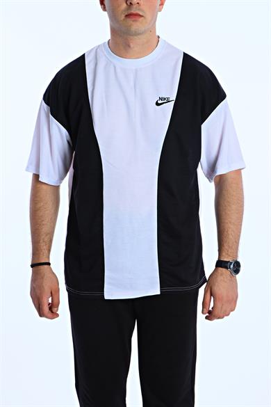 Gng Parçalı Baskılı Oversize Tişört Beyaz