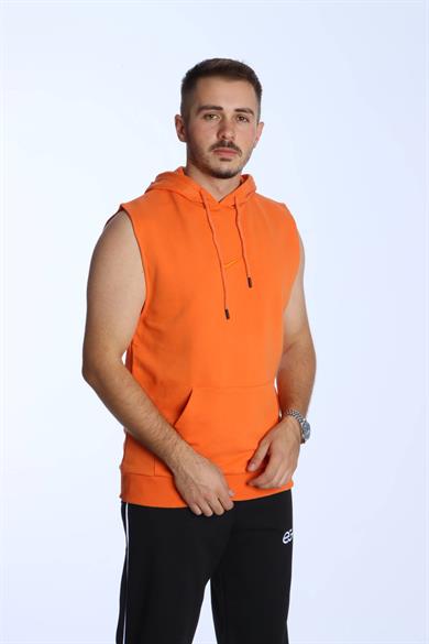 Kapşonlu Kolsuz Tişört Ads Turuncu