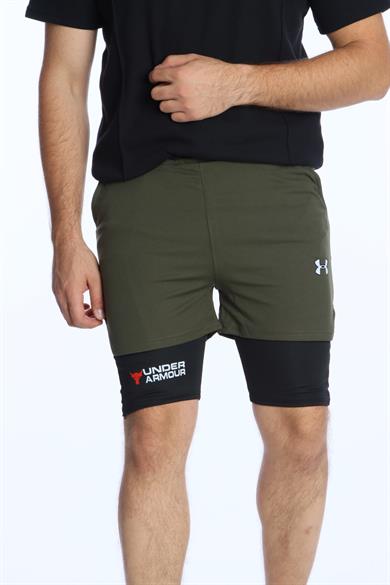 Leo Logo Taytlı Şort Haki