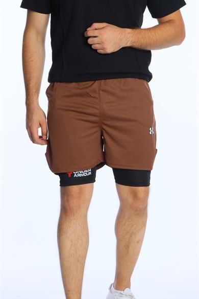 Leo Logo Taytlı Şort Kahve