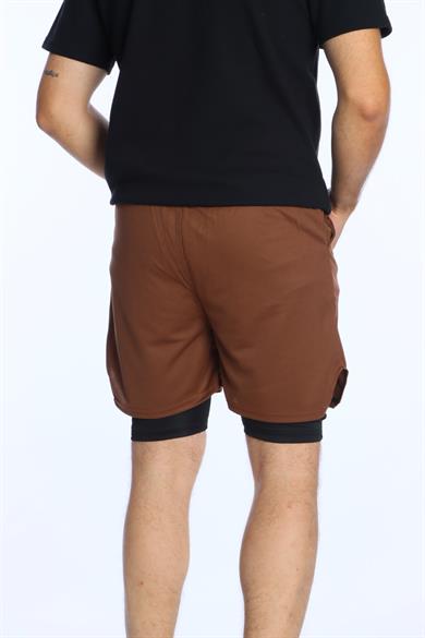 Leo Logo Taytlı Şort Kahve