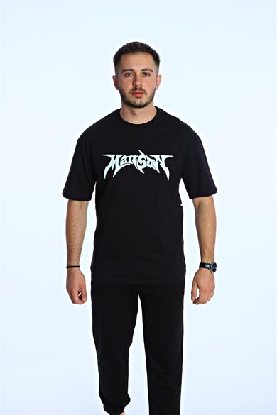Manson Baskılı Oversize Tişört Siyah