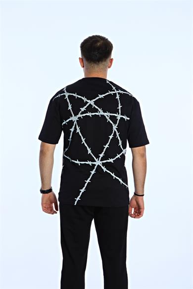 Manson Baskılı Oversize Tişört Siyah