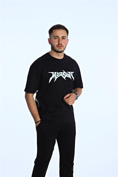Manson Baskılı Oversize Tişört Siyah