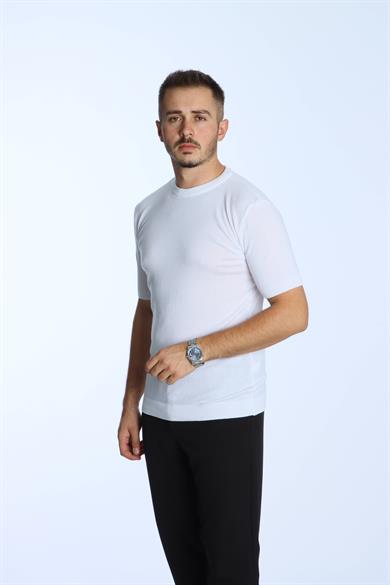 Marco Bisiklet Yaka Triko Tshirt Beyaz