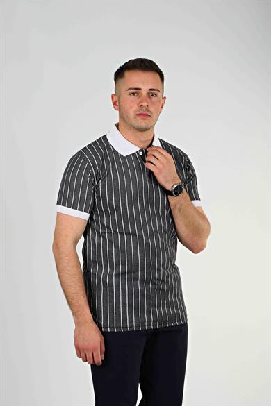Tmb Çizgili Polo Yaka Füme