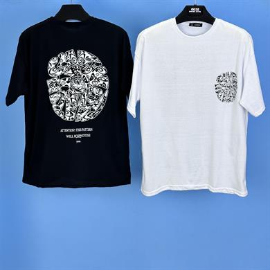 Tmb Labirent Oversize Tişört Beyaz