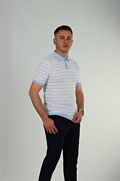 Tmb Zikzak Triko Tshirt Bebe Mavi