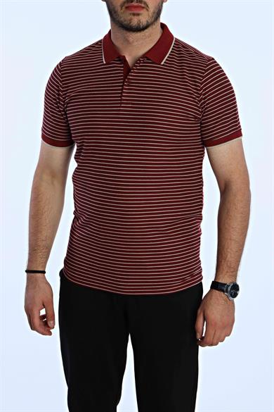 Use Club 1015 Çizgili Polo Yaka Tshirt Bordo